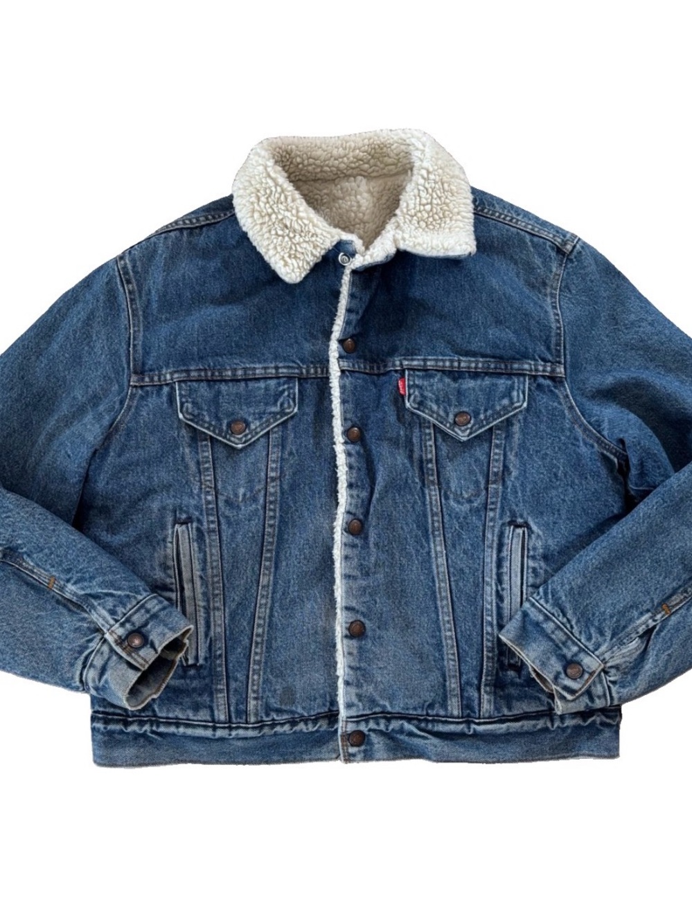 Vtg. Tier III Levis Sherpa Denim Jacket Mens Medium Blue Trucker Made USA 80s - Picture 2 of 12